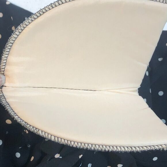 Vtg Polka Dot Blouse Black Puff Sleeve Romantic Retro Rockabilly Pinup Academia - Picture 2 of 7